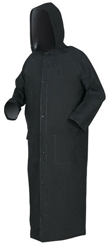 River City .35mm PVC/Polyester 60" Rider Coat with Detachable Hood and Corduroy Collar, Black